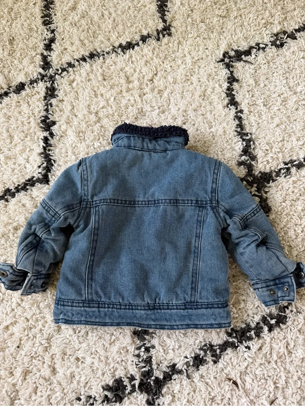 Urban Republic Light Blue Denim Jacket with Dark Blue Sherpa Collar 12M
